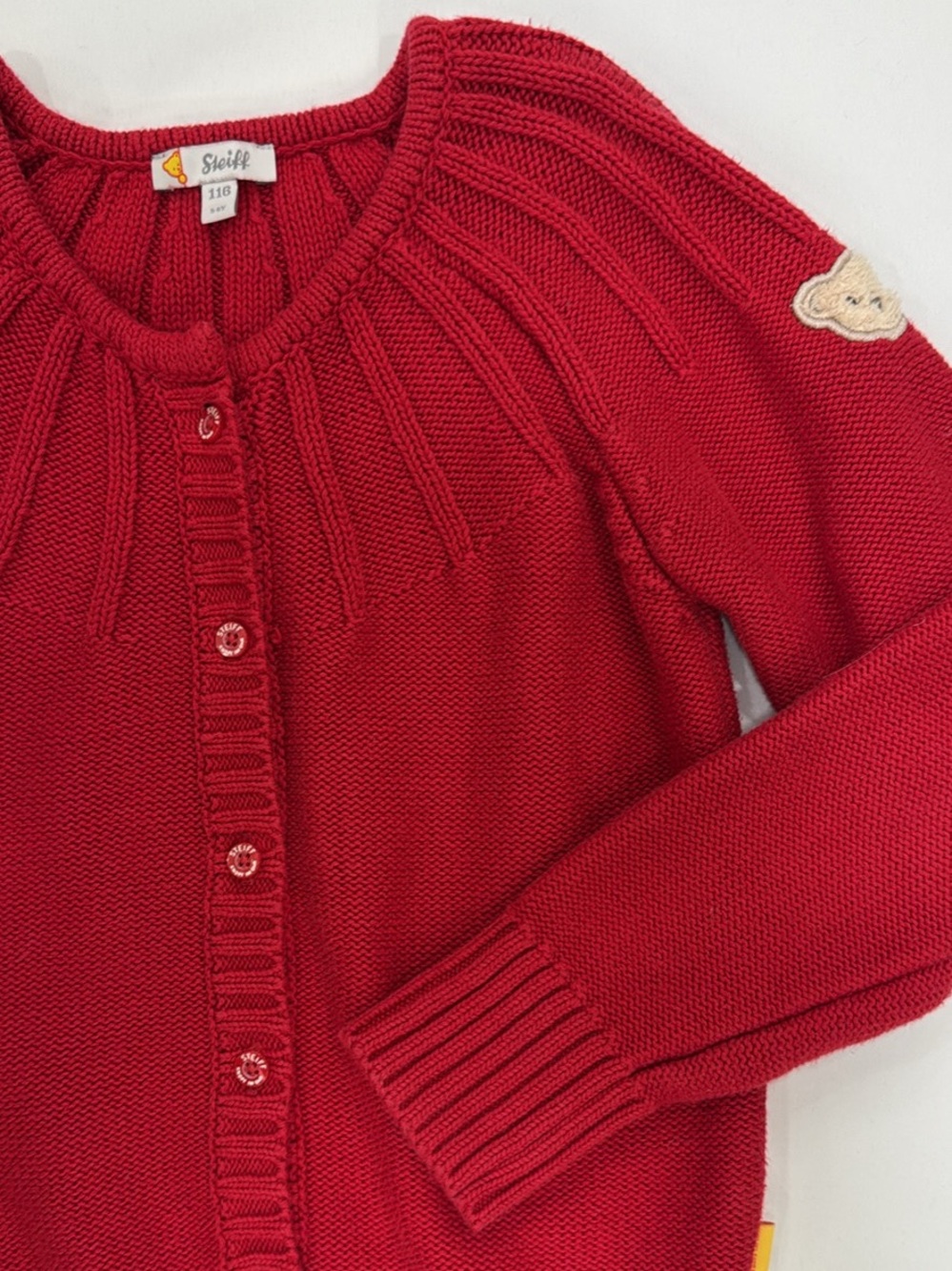 Steiff Kids' Red Knit Button-Front Sweater